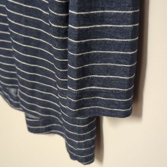 Loft Outlet Blue and White Striped V Neck Blouse - Picture 3 of 6